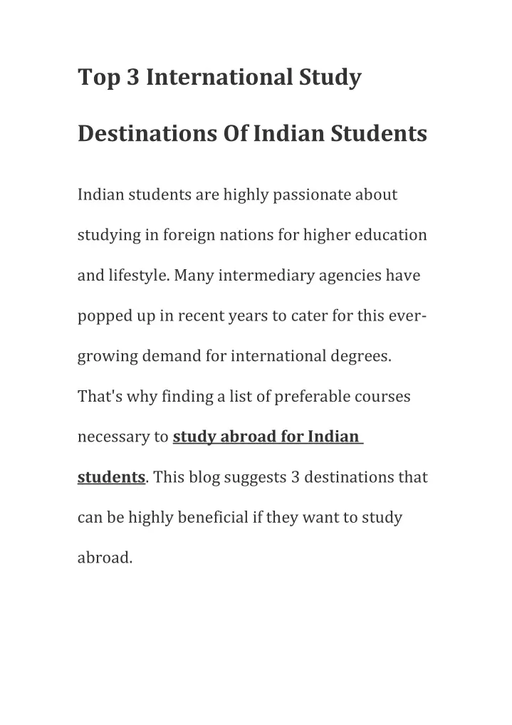 top 3 international study