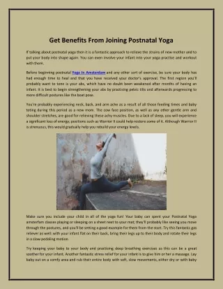 Get Benefits From Joining Postnatal Yoga
