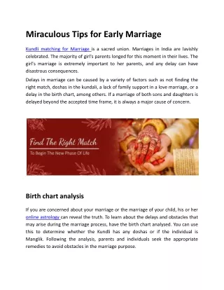 miraculous tips for early marriage kundli