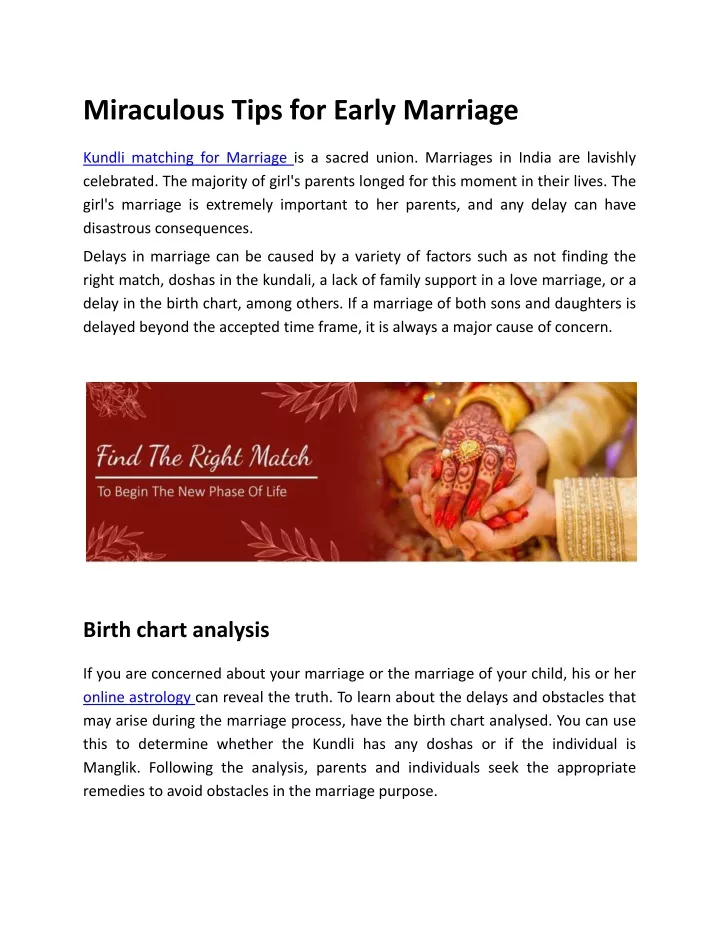 miraculous tips for early marriage kundli