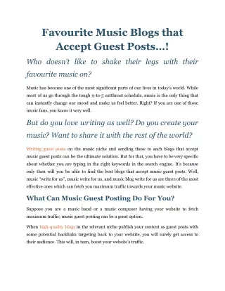 Favourite Music Blogs that Accept Guest Posts…!