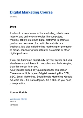 Digital Marketing Course