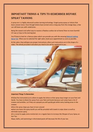 Important Things & Tips to Remember Before Spray Tanning