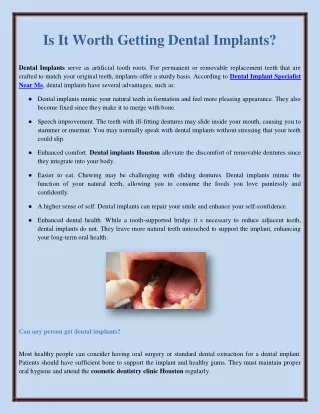 Is It Worth Getting Dental Implants?