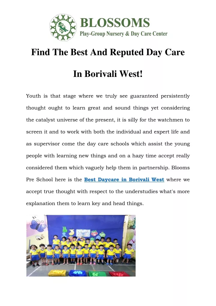 find the best and reputed day care