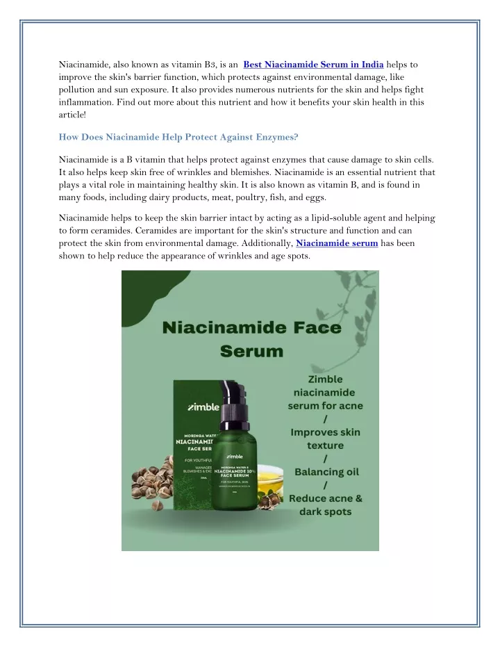 niacinamide also known as vitamin b3 is an best