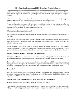 how sales configuration and cpq transform your