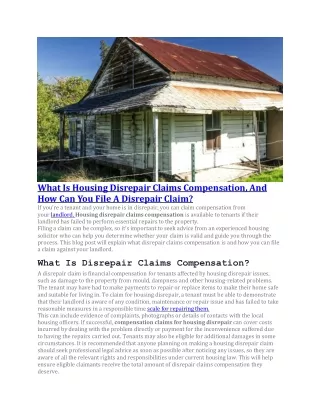 What Is Housing Disrepair Claims Compensation