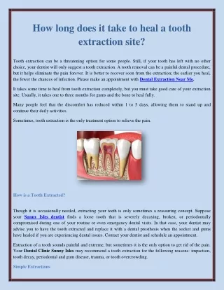 How long does it take to heal a tooth extraction site?