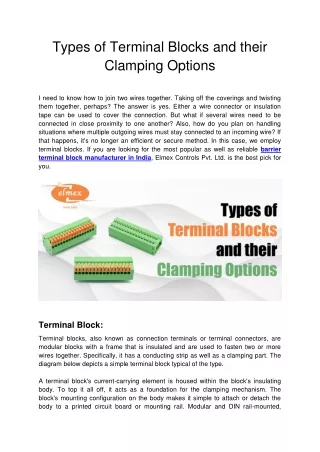 types of terminal blocks and their clamping