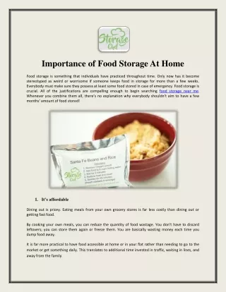 Importance of Food Storage At Home