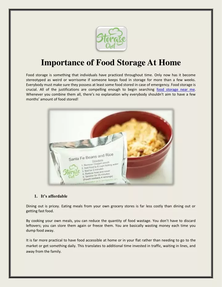 importance of food storage at home