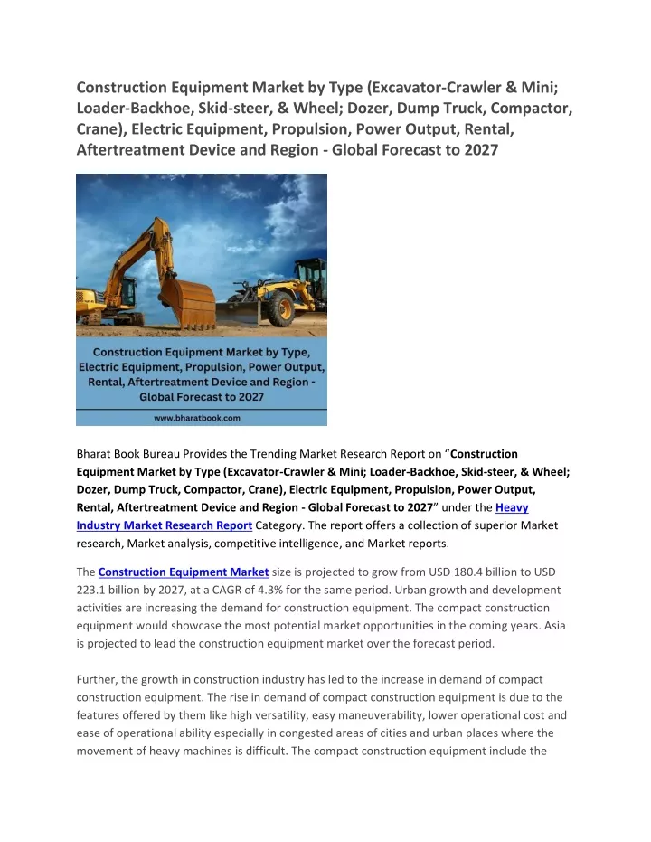 construction equipment market by type excavator