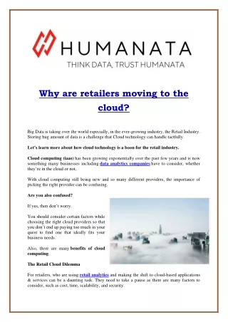 Why are retailers moving to the cloud