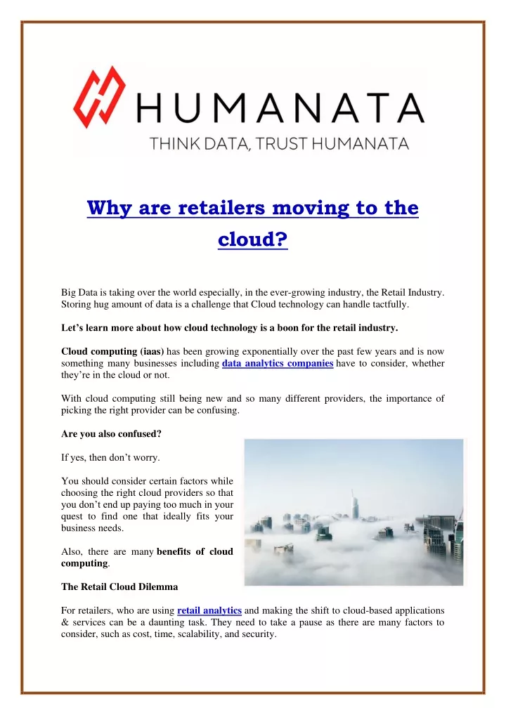 why are retailers moving to the cloud