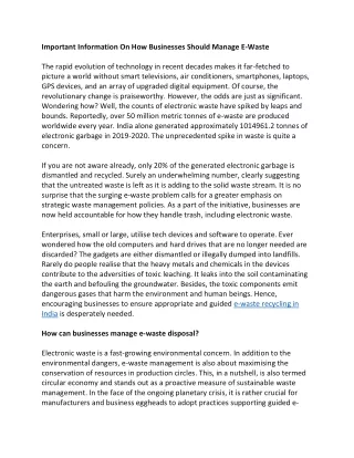 important information on how businesses should