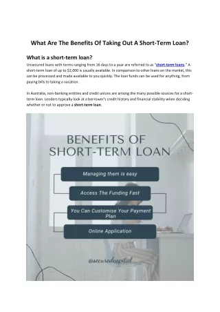 Benefits Of Short Term Loan