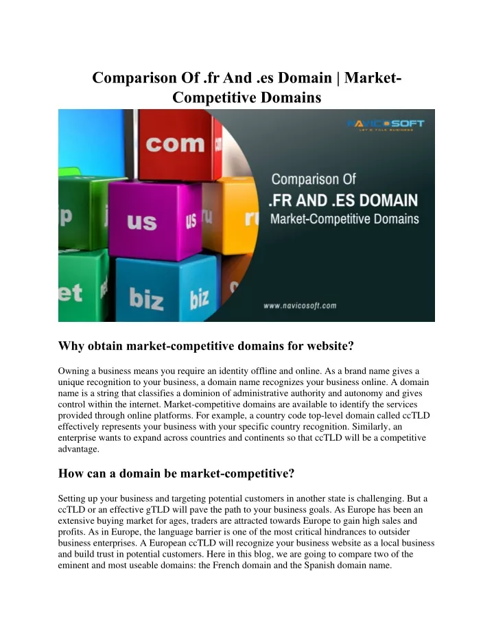 comparison of fr and es domain market competitive