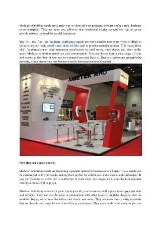 Perks of modular exhibition stands for a business.docx