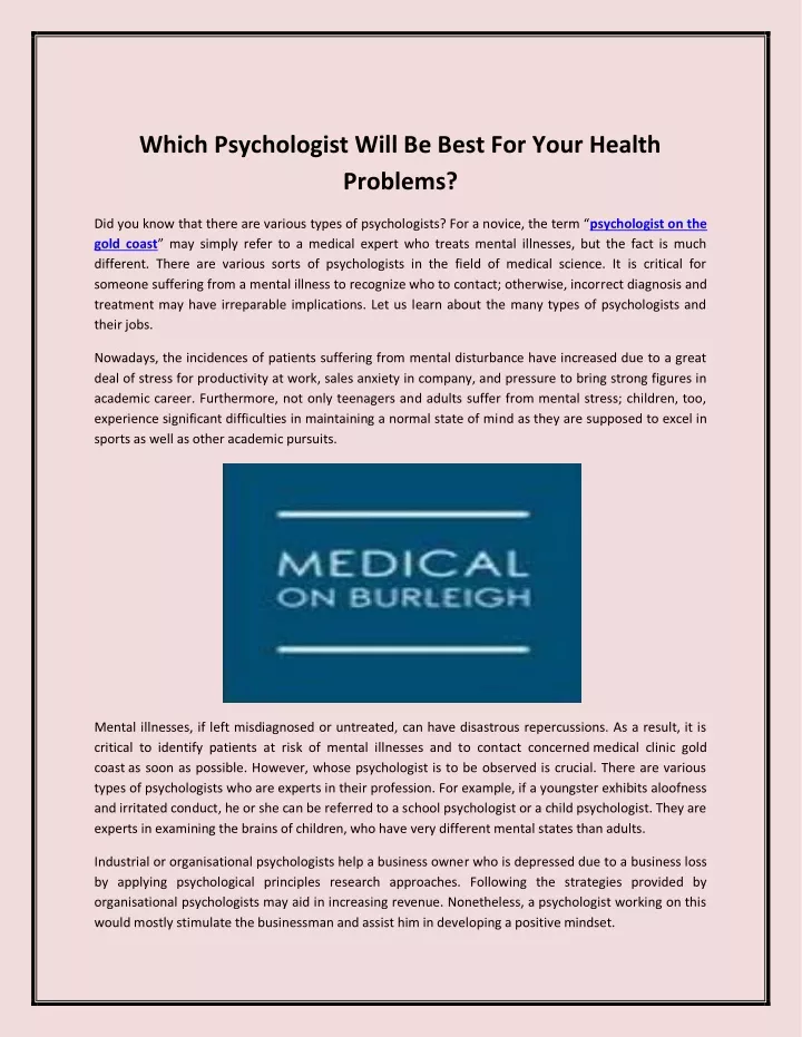 which psychologist will be best for your health