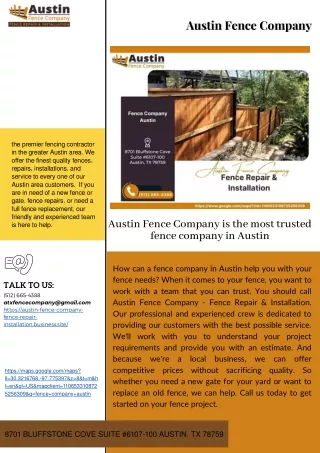 Austin Fence Company is the most trusted fence company in Austin