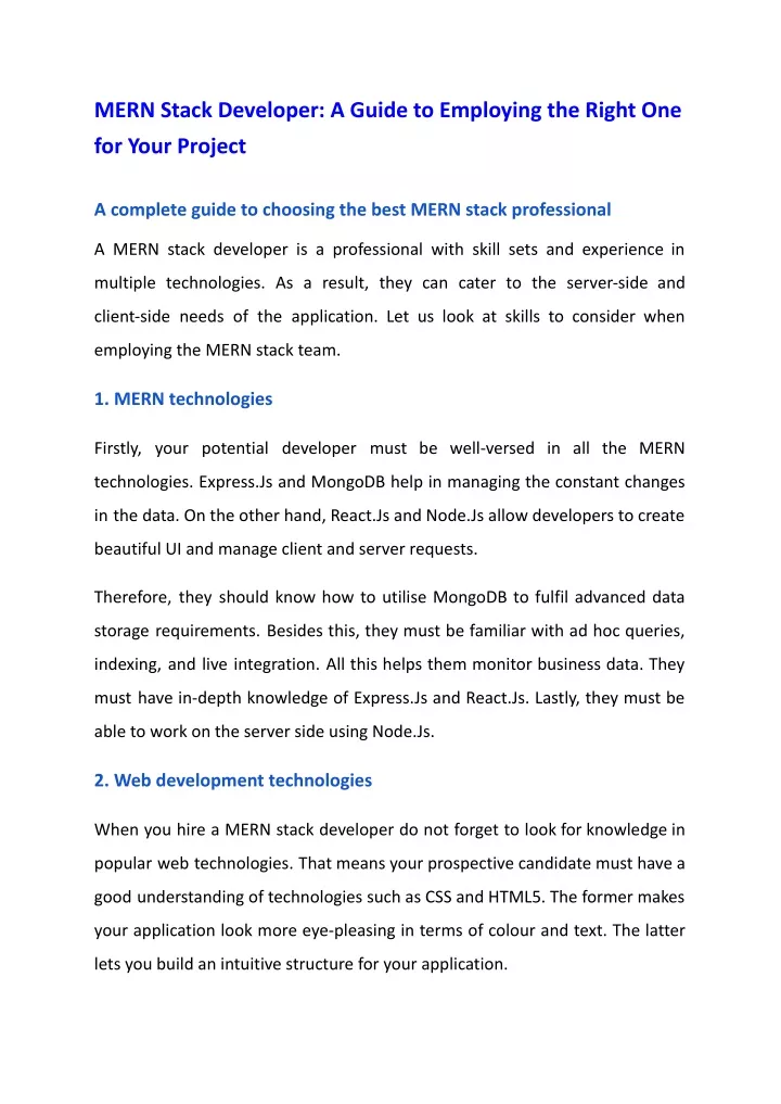 mern stack developer a guide to employing