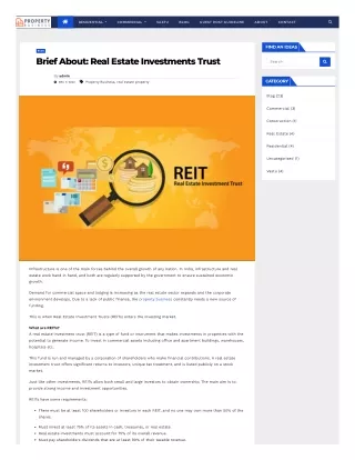 Brief About Real Estate Investments Trust