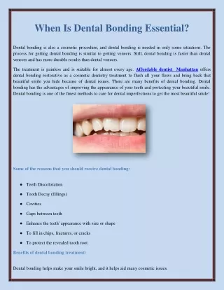 When Is Dental Bonding Essential?