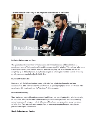 the best benefits of having an erp system