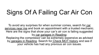 signs of a failing car air con