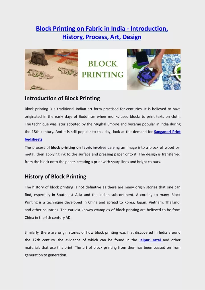 block printing on fabric in india introduction