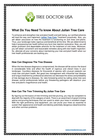 what do you need to know about julian tree care