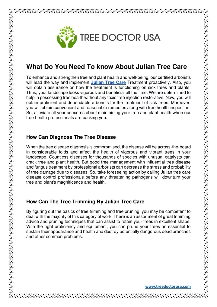 what do you need to know about julian tree care