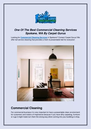 One Of The Best Commercial Cleaning Services Spokane, WA By Carpet Gurus