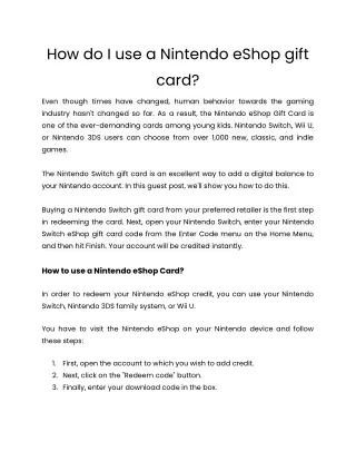 How do I use a Nintendo eShop gift card