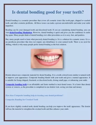 Is dental bonding good for your teeth?