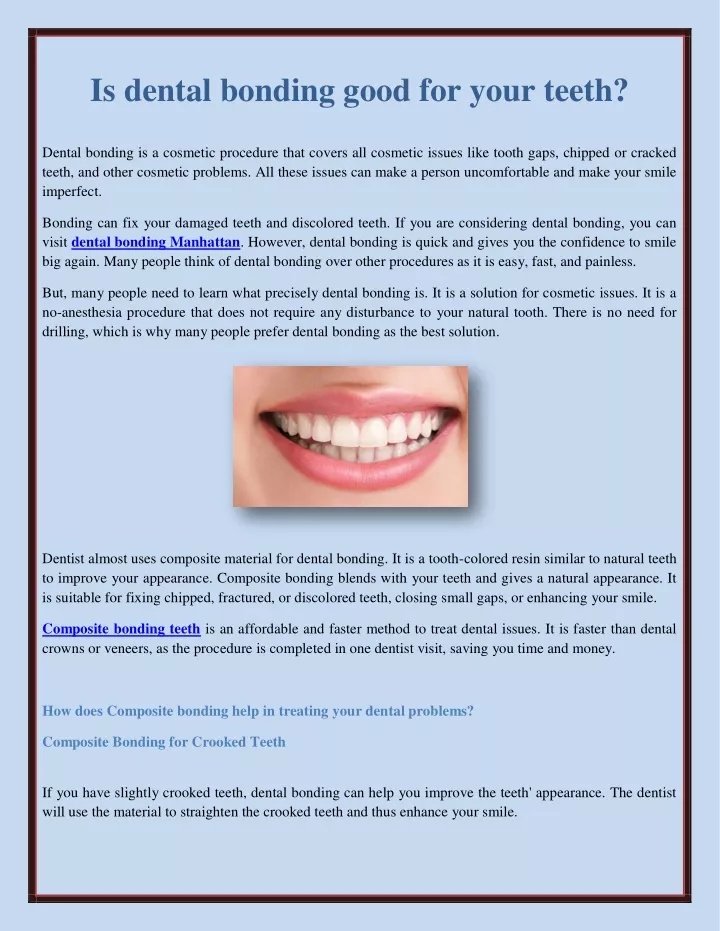 is dental bonding good for your teeth