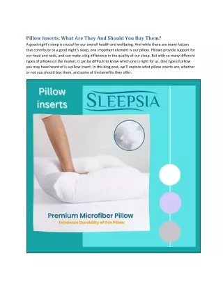 pillow inserts what are they and should