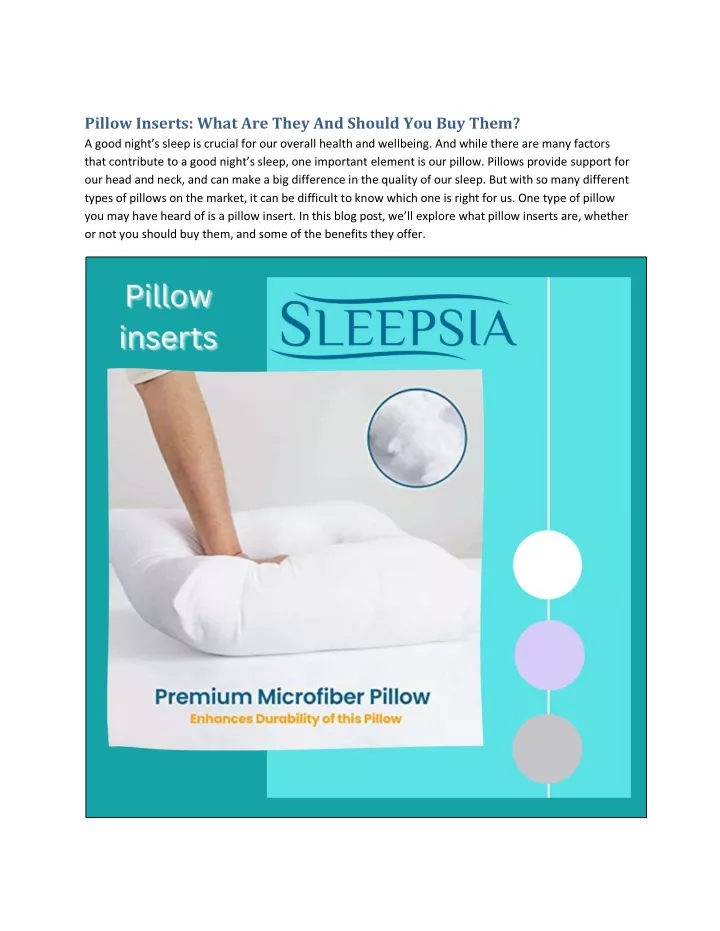 pillow inserts what are they and should