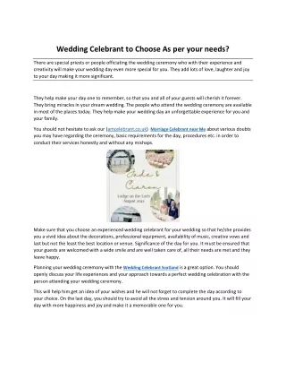 Wedding Celebrant to Choose As per your needs PDF