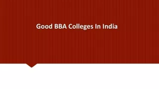 Good BBA Colleges In India