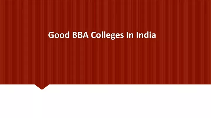 good bba colleges in india
