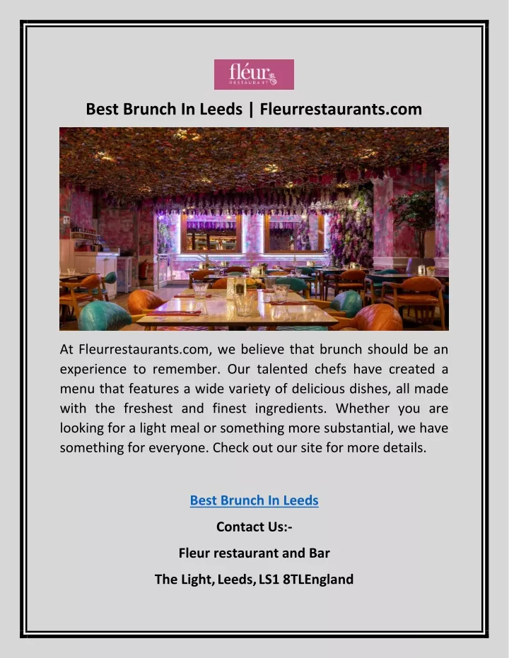 best brunch in leeds fleurrestaurants com