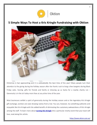 5 Simple Ways To Host a Kris Kringle Fundraising with Oktion