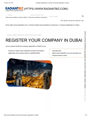 Start Company registration in Dubai ,UAE| RadiantBiz