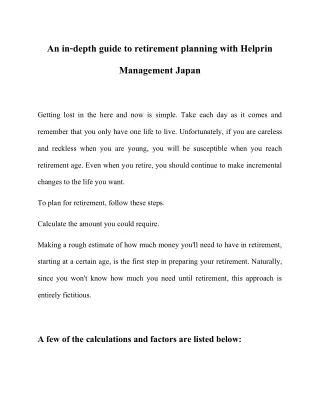 an in depth guide to retirement planning with