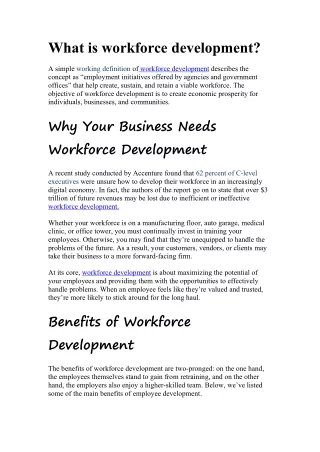What is workforce development