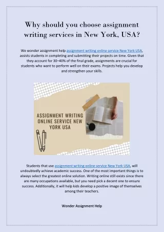 Why should you choose assignment writing services in New York, USA