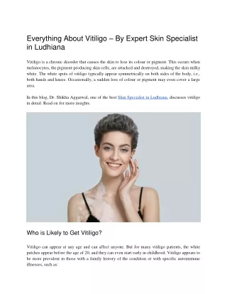 Everything About Vitiligo – By Expert Skin Specialist in Ludhiana