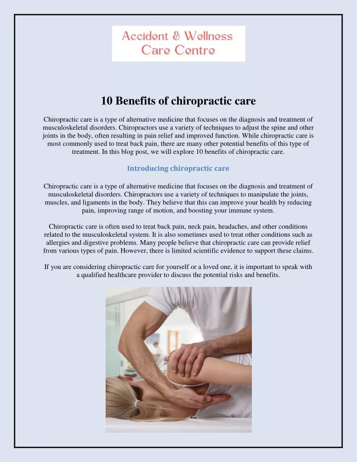 10 benefits of chiropractic care